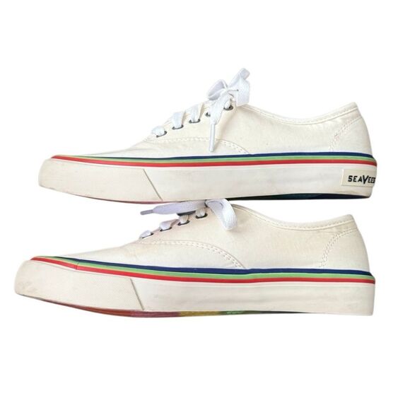 Seavees Legend Pride Cotton Poplin White Sneakers 7.5 - Picture 3 of 10